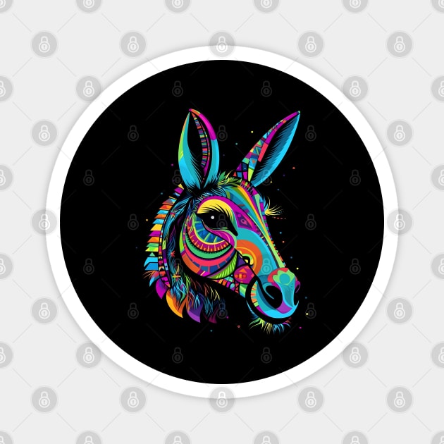 Donkey Face Cute Colorful Farm Animal Art Funny Black Magnet by Sports Stars ⭐⭐⭐⭐⭐